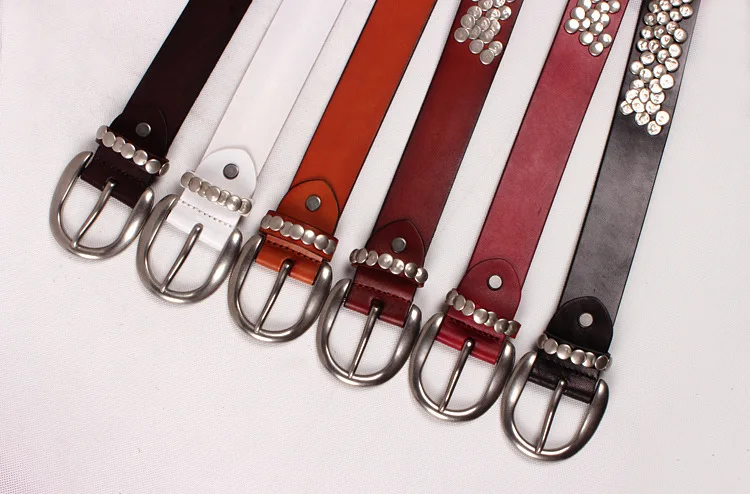 IEFB Punk Leather Belt Baggy Jeans Accessories Irregularly Shaped Circular Rivets Men's Clothing Y2k Decoration Hip Hop 9X955