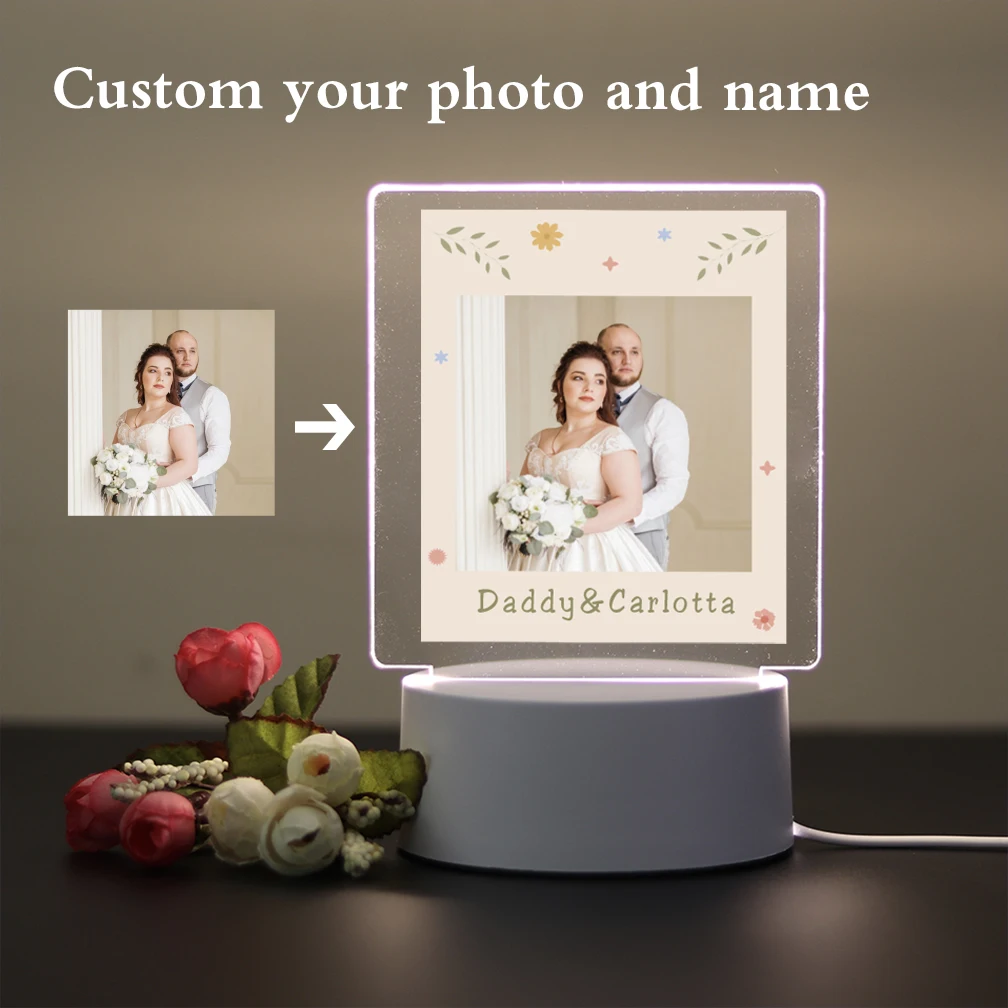 1pc Personalize nice couple Custom Photo Funny 3D Led Acrylic Night Lights Optical Illusion Table Lamp 3d Illusion Light image 2