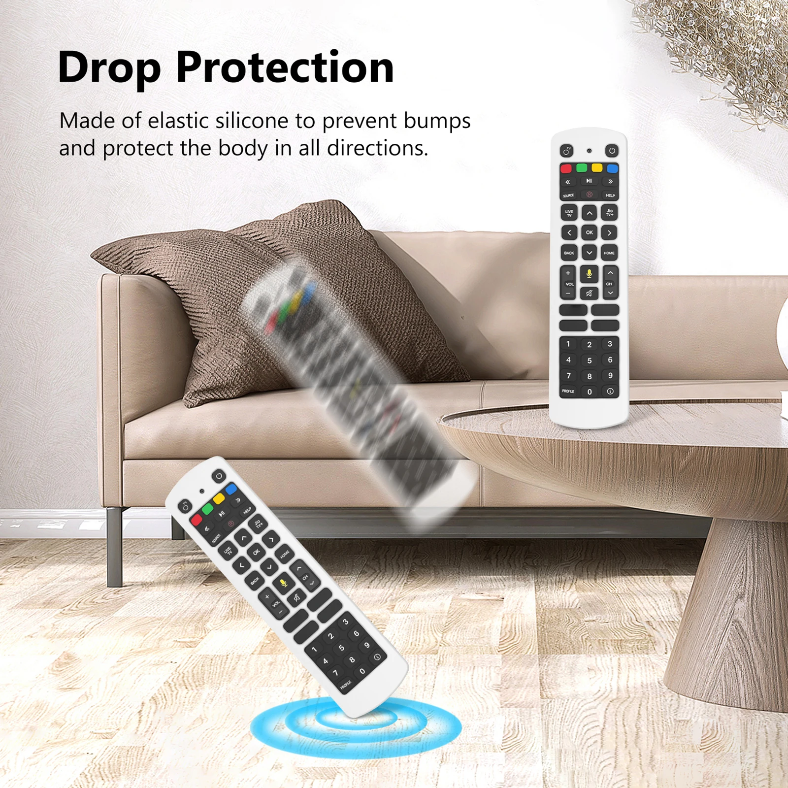 For Jio TV Silicone Remote Control Cover Non-slip Full-Coverage Case with Lanyard Protective Controller Sleeve Case for Smart TV