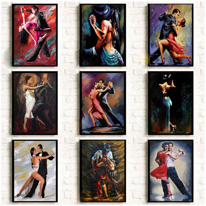 Tango Dancing Couple Canvas Oil Paintings Tango Dancers Poster And Prints Wall Art Work for Living Room Home Decoration Cuadros