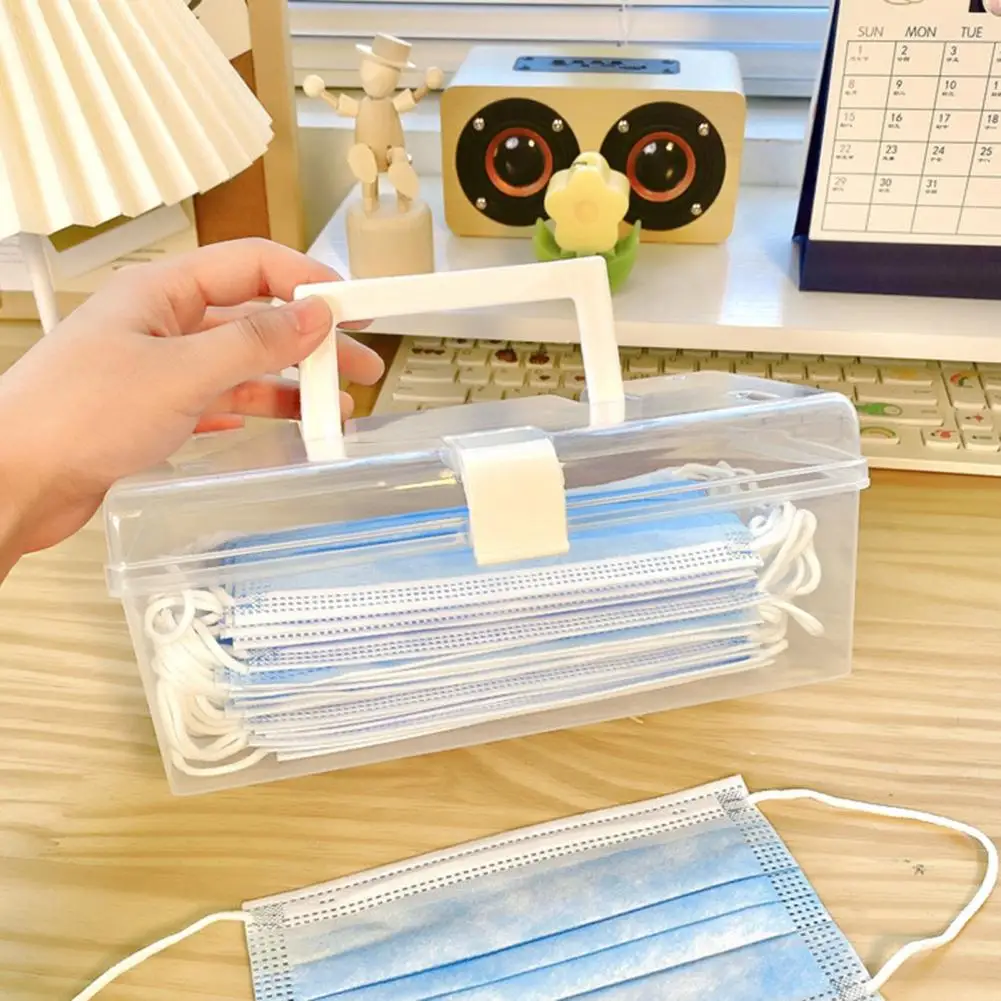 Face Cover Organizer Plastic Storage Box Dust-proof Visible Large Capacity Face Cover Container Jewelry Storage Case Container