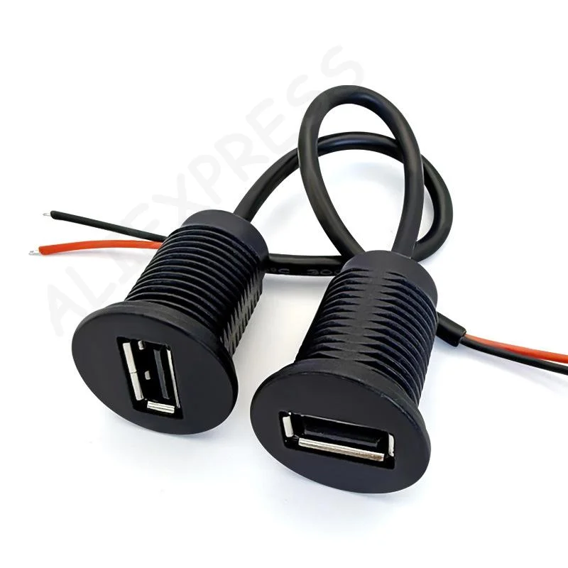 New USB With Screw Female Socket Fast Charging Connector Adapter For Car Ship Motorcycle Data Transmission Extension Cable