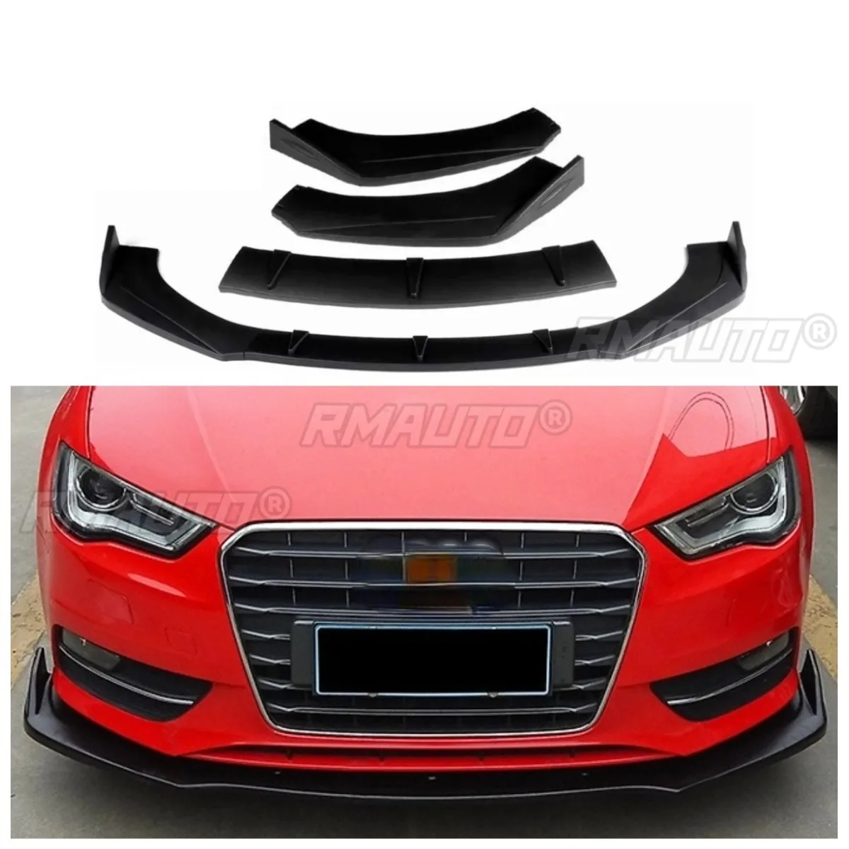 Para Audi A4L A6L A5 A7 A8 A1 A3 accesorios de coche para Audi parachoques delantero labio divisor difusor alerón Kit de carrocería negro mate