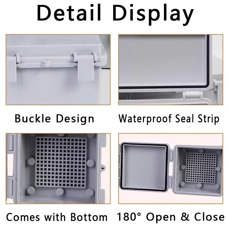 Weatherproof Outdoor Electrical Box Junction Box IP66 ABS Plastic Enclosure Project Box with Mounting Plate with Wall Bracket