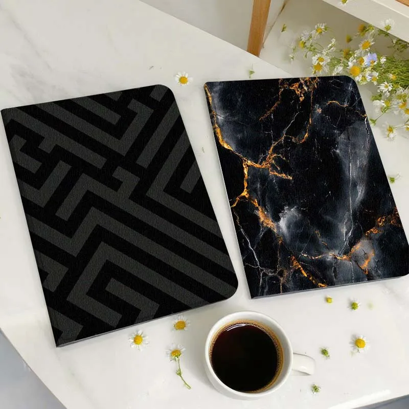 

Geometric Maze Pattern Black Tablet Case For Huawei Honor MatePad MediaPad Air 5 6 7 11 V6 V7 V8 V9 X9 X8 T10 T10s C5e T5 Gift