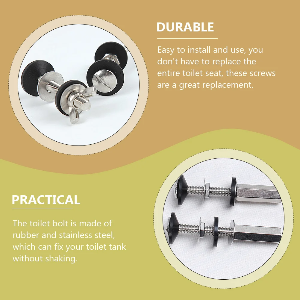 

2Pairs Toilet Seat Fixing Bolts Stainless Steel Rubber Replacement Screws for Closestool Toilet Repair Mount Bolts Screws