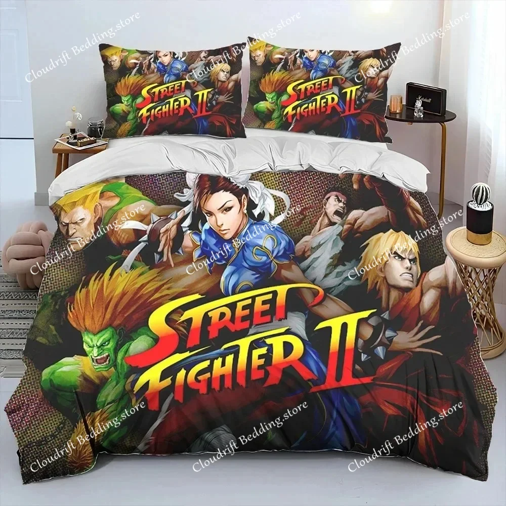 

Street Fighter Retro Game Gamer Comforter Bedding Set,Duvet Cover Bed Set Quilt Cover Pillowcase,king Queen Size Bedding Set Boy