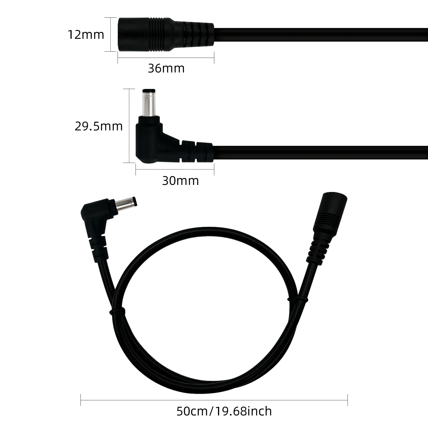 DC5.5 ×2.5MM Male to Female Right Angle Elbow Power Extension Cable 18AWG High Current Monitor Adapter 12V 10A Connection Cable