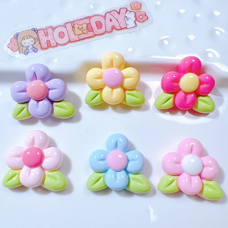 10 Pcs New Cartoon Bright Surface Floret Resin Scrapbook Diy Decorative Accessories Hair Clip, Pendant Jewelry