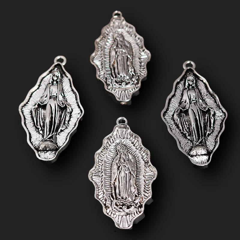 4pcs Mixed Silver Plated Catholic Our Lady of Guadalupe Metal Relief Pendant DIY Charms Necklace Jewelry Crafts Making A1231