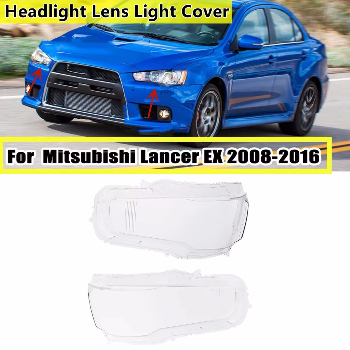 

For Mitsubishi Lancer Ex 2008-2016 1Pair Front Headlamp Lens Cover Transparent Lampshade Clear Headlight Shell