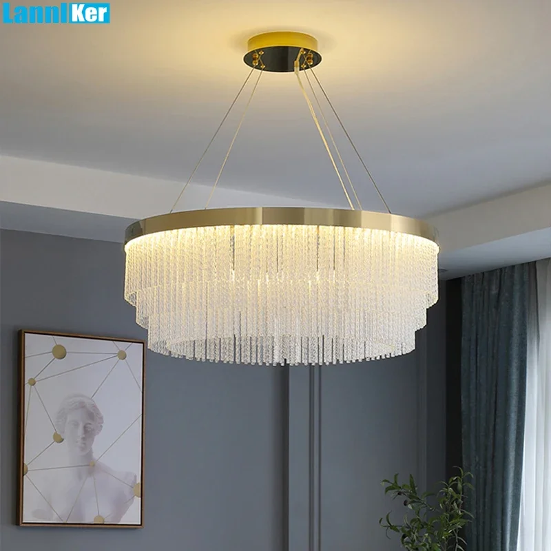 

LED Crystal Chandelier Nordic Main Living Room Pendant Light Luxury High-End Bedroom Pendant Lamp Atmospheric Home Restaurant