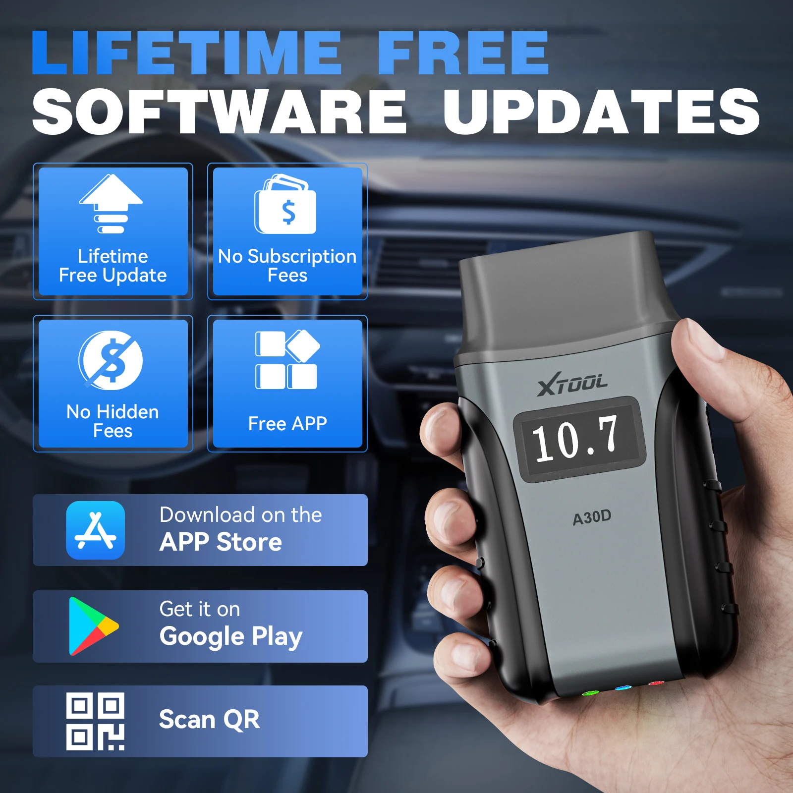 Picture 8: XTOOL A30D V2.0 OBD2 Scanner Full System Car Diagnostic Tools with Android / iOS APP OBD Bidirectional Control Scanner 8-IN-1 Live Data FCA Autoauth CAN FD Protocol 19+ Resets Lifetime Free Software Update