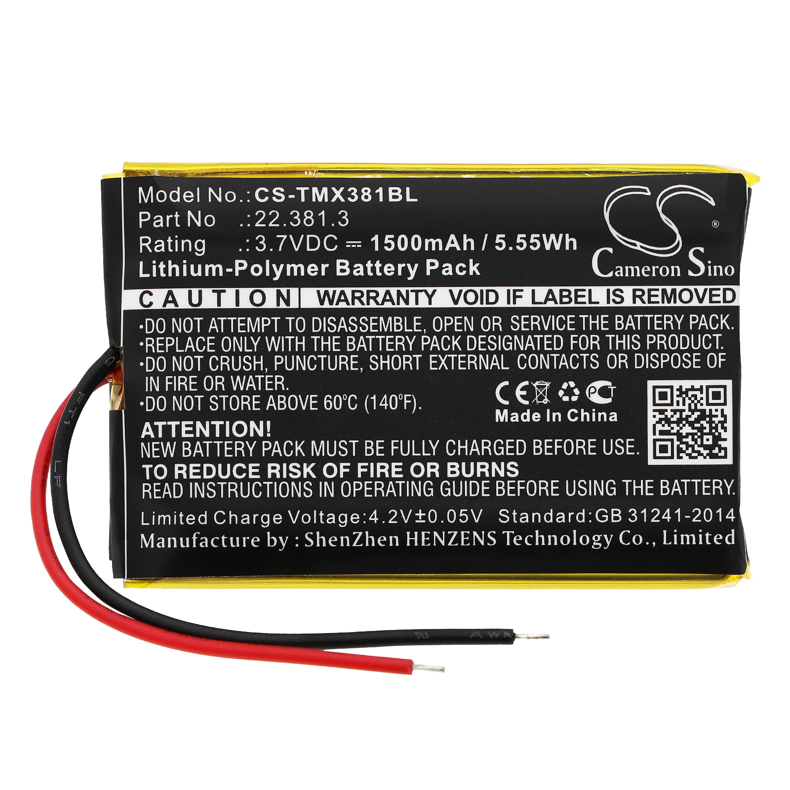 

GreenBatteryPower CameronSino 1500mAh 3.7V 5.55Wh Crane Remote Control Li-Polymer Battery for Teleradio 22.381.3,TG-TX-MNL