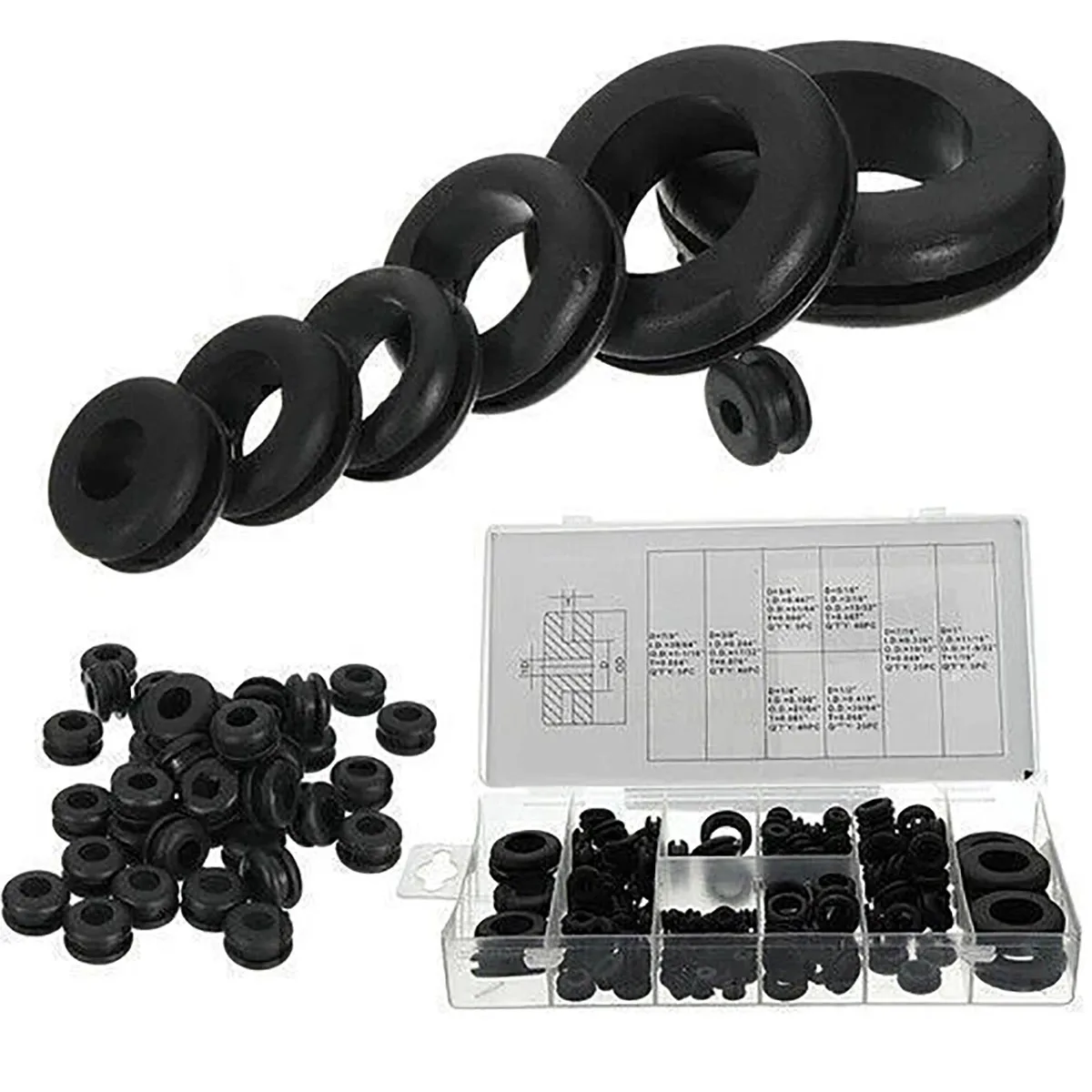 

180/360/720Pc Rubber Grommet Set Blanking Hole Wiring Cable Gasket Seal Assortment Set For Protects Wire Cable Hardware Tools