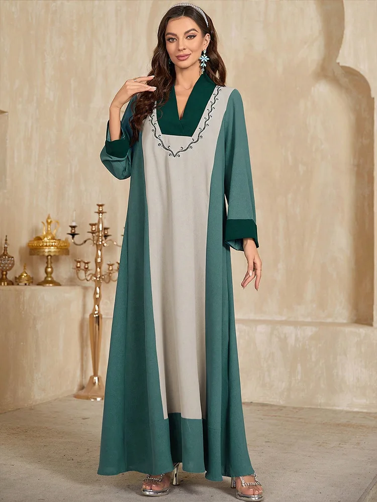 

Dubai Abayas for Women Muslim Embroidered Maxi Dress Turkey Kaftan Eid Djellaba Ramadan Islamic Clothing Arabic Robe Caftan Gown