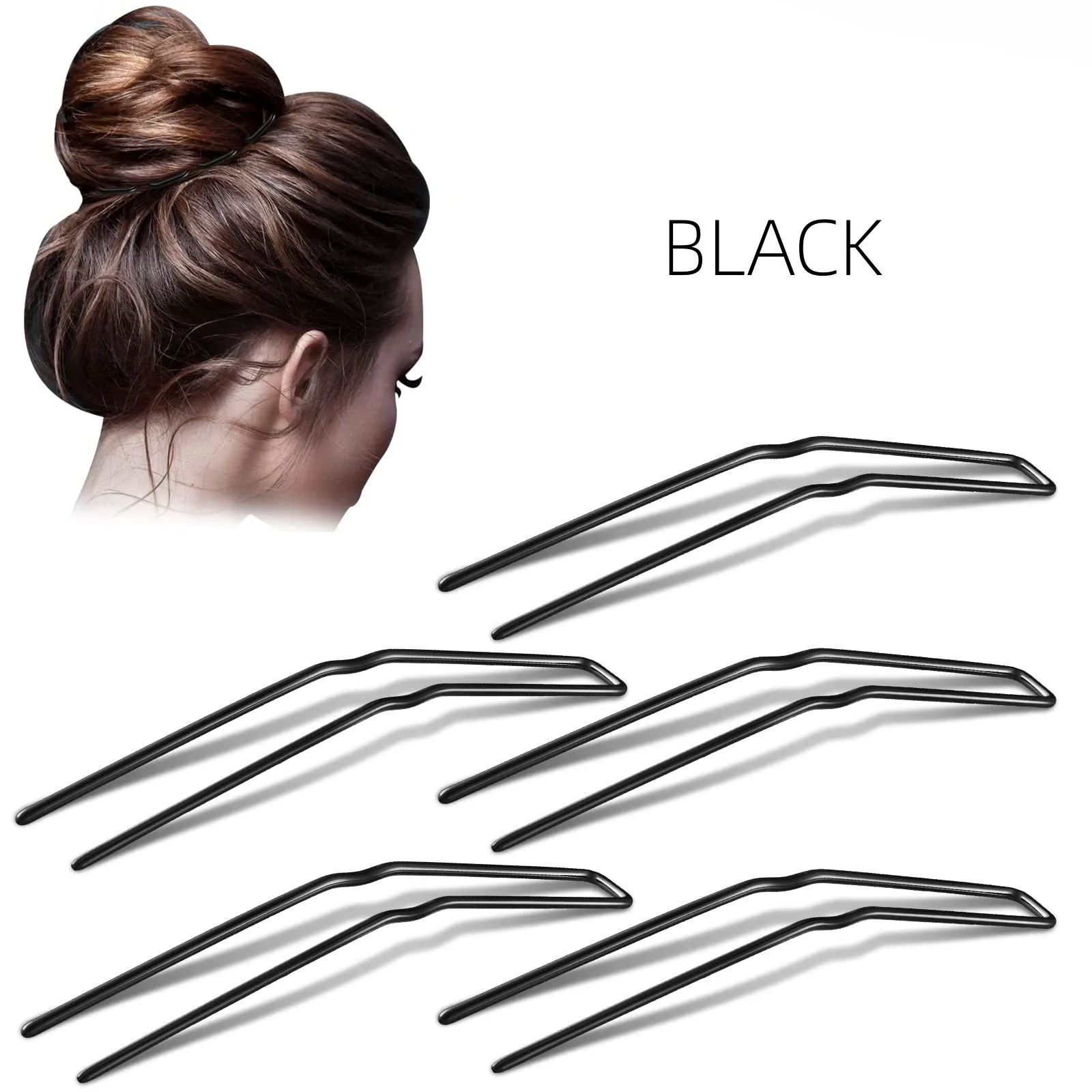 U Shaped Hair Pins Ballet Hairpins Metal Bobby Hair Styling Grips 12 PCS Hair Bun Clips for Women Girls Black Brown