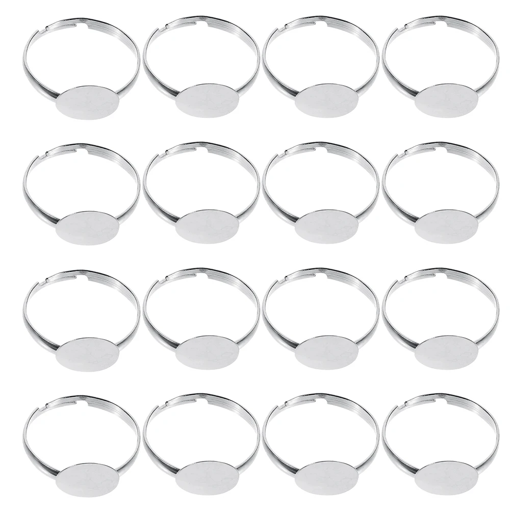 

50pcs Adjustable Ring Holder Empty Bezel 10mm Flat Base Blanks for DIY Jewelry Secure Setting