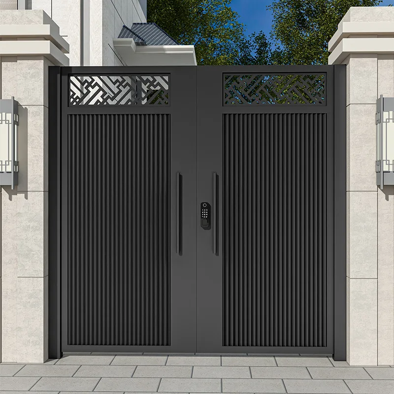 Customization Automatic Sliding Aluminum Modern Double Door Eco-Friendly & Durable Villa Courtyard Gate