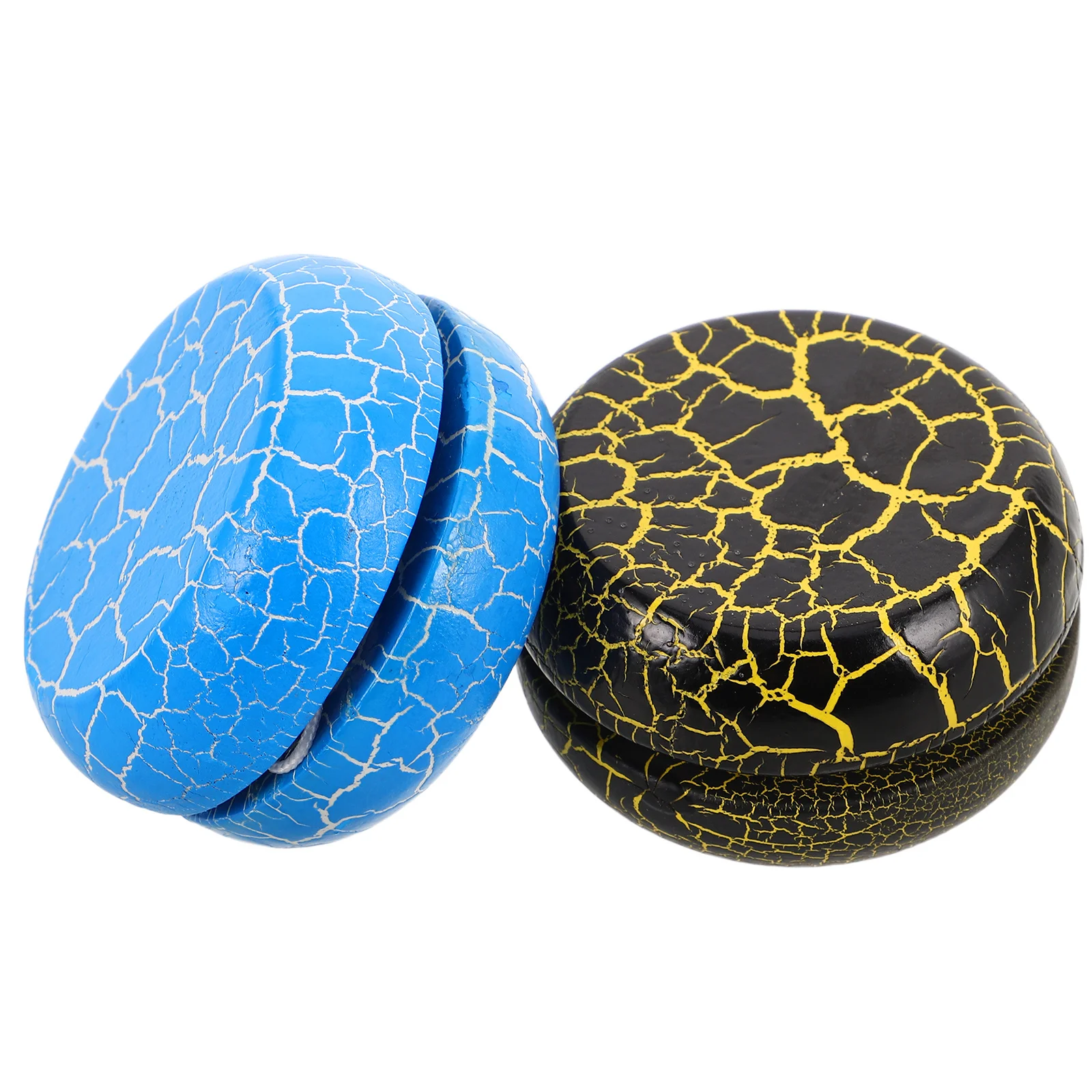 2Pcs Mini Wooden Yoyo for Kids Colorful Crack Design Portable Responsive Yoyo Ball Fine Motor Skill Development Party Favors
