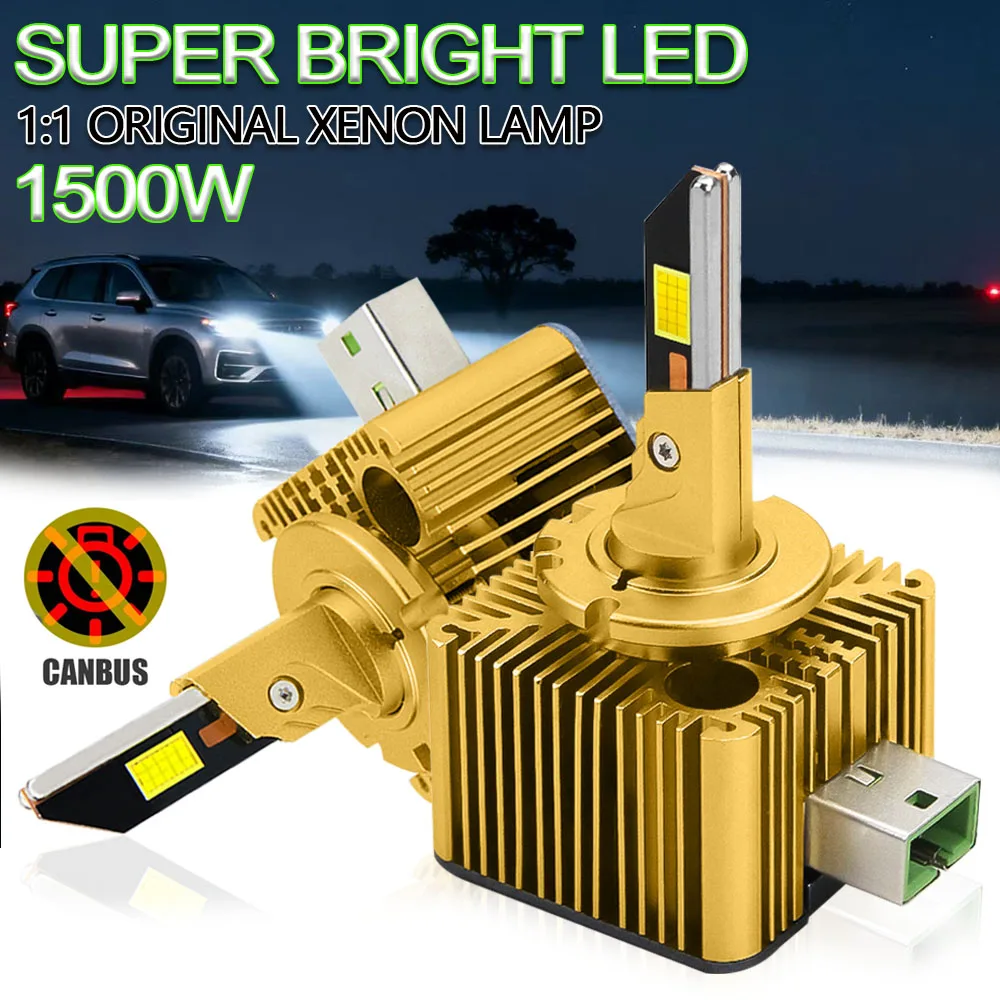 

D1S D3S Super Bright LED Headlight Lights for CaXenon CANBUS D2S D4S D1R D3R D2R D4R D8S UPGRADE Chip 6000K Automobile Lamps