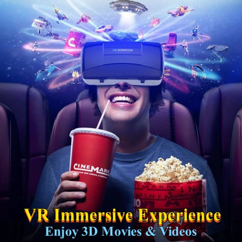 G06B نظارات الواقع الافتراضي IMAX شاشة عملاقة ثلاثية الأبعاد فيلم جوجل كرتون صندوق سماعة رأس VR خوذة للهاتف ، دعم عصا التحكم للألعاب #4