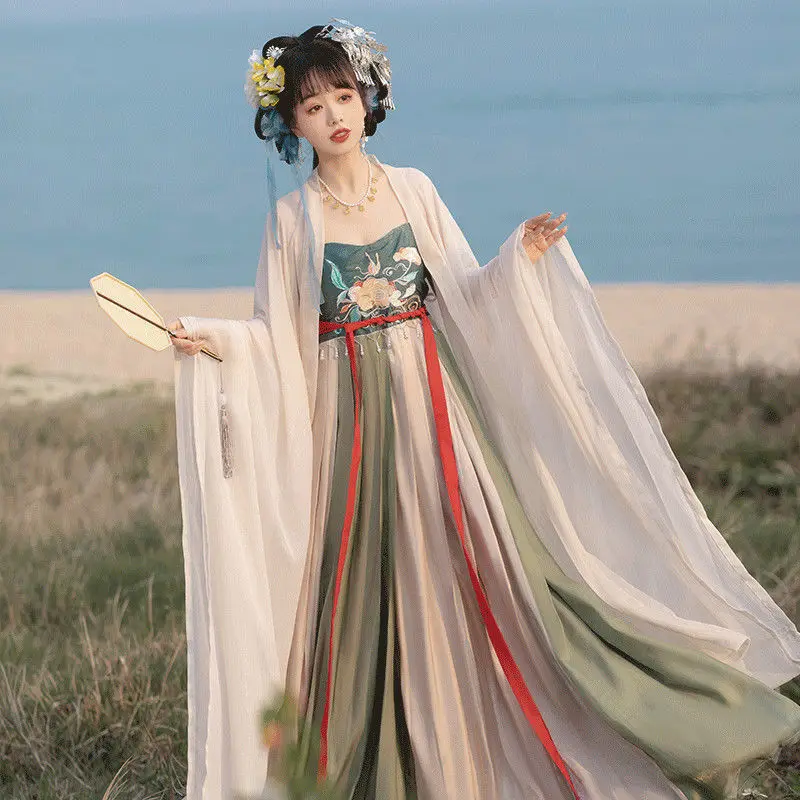 

Han element antique fairy printing silk embroidery cosette skirt summer fashion costume China traditional Hanfu girl