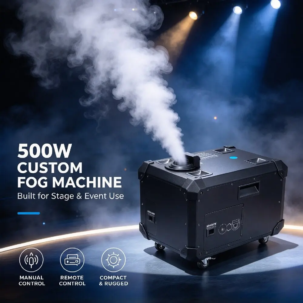 Customized Manual Control Fog Smoke  Machine Flight Case Lighting for Wedding Stage 500W Low Fog Machine Special Effects Unit