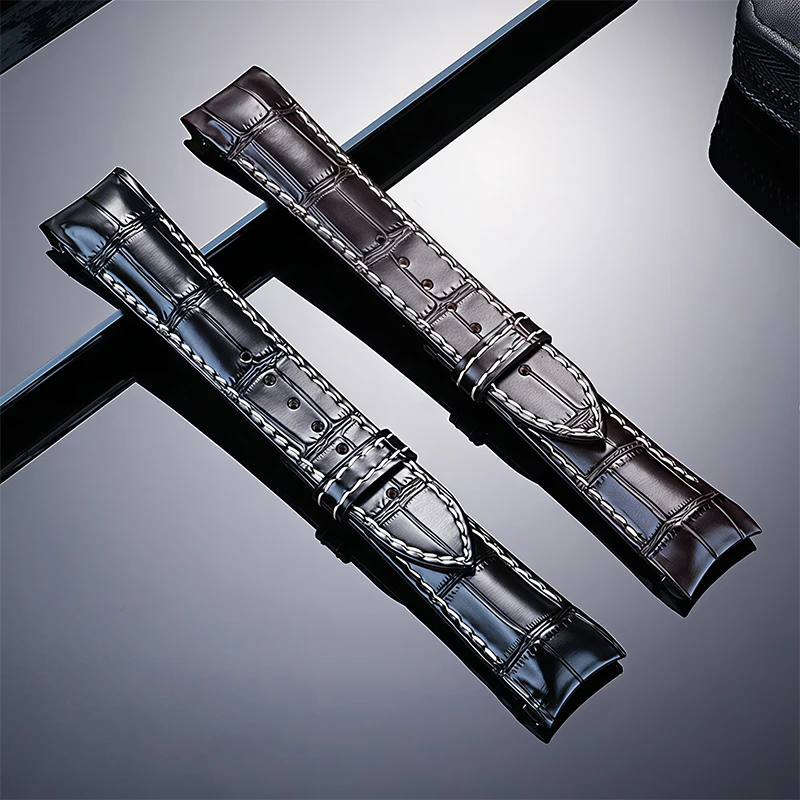 22mm Genuine Leather Watch strap For Breguet TYPE XX series 3810BR/3810ST/3817ST Cowhide Watch band men Curved Business bracelet
