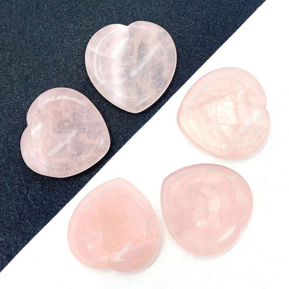 Natural Powder Crystal Heart-shaped Thumb Decompression Stone 40x6mm Scraping Face-lift Wrinkle Skin Care Tool Stone