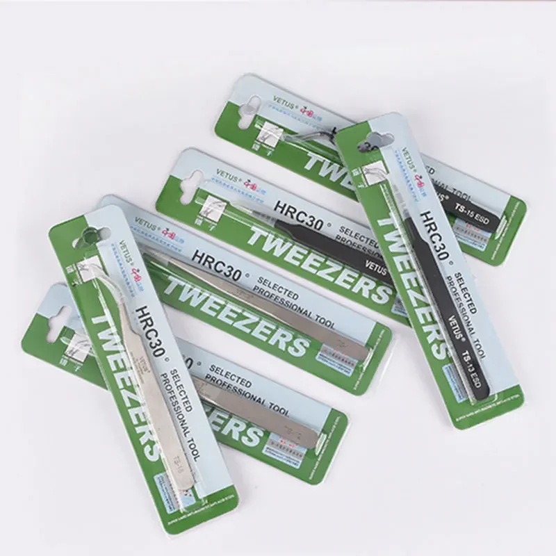 Pinzas de pestañas negras, pinzas de maquillaje de acero inoxidable para extensión de pestañas, volumen profesional antiestático