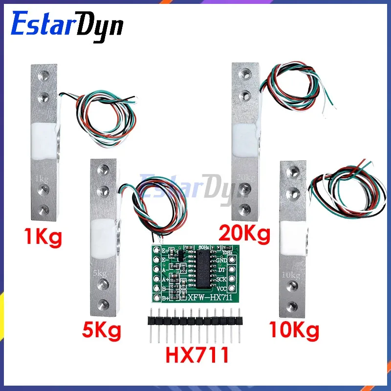 Estardyn Load Cell 1KG 2KG 5KG 10KG 20KG HX711 AD Module Weight Sensor Electronic Scale Aluminum Alloy Weighing Pressure Sensor