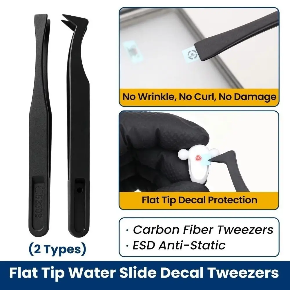 Moisturizing Water Slide Decals Carbon Fiber Precision Tweezers Separation Box Decal Anti-Static Carbon Fiber Tweezers