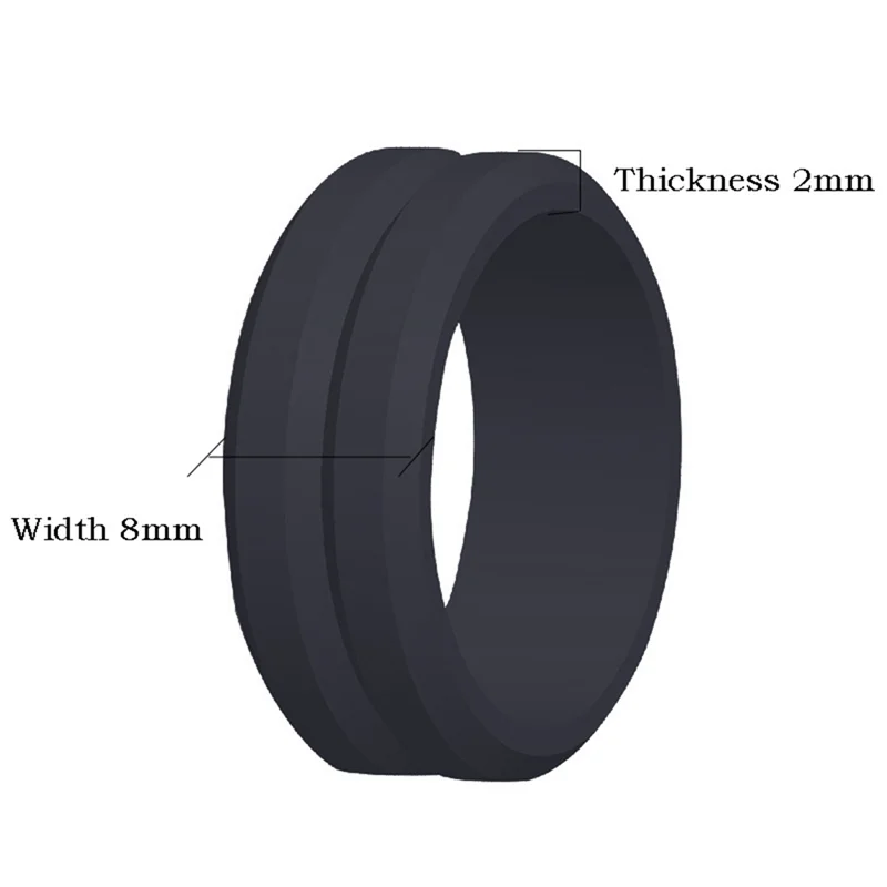 ABQR 8mm Popular 7-14 Size for Men Women Silicone Cool Rings Silicone Wedding Ring Environmental Outdoor Sports RingX2 7