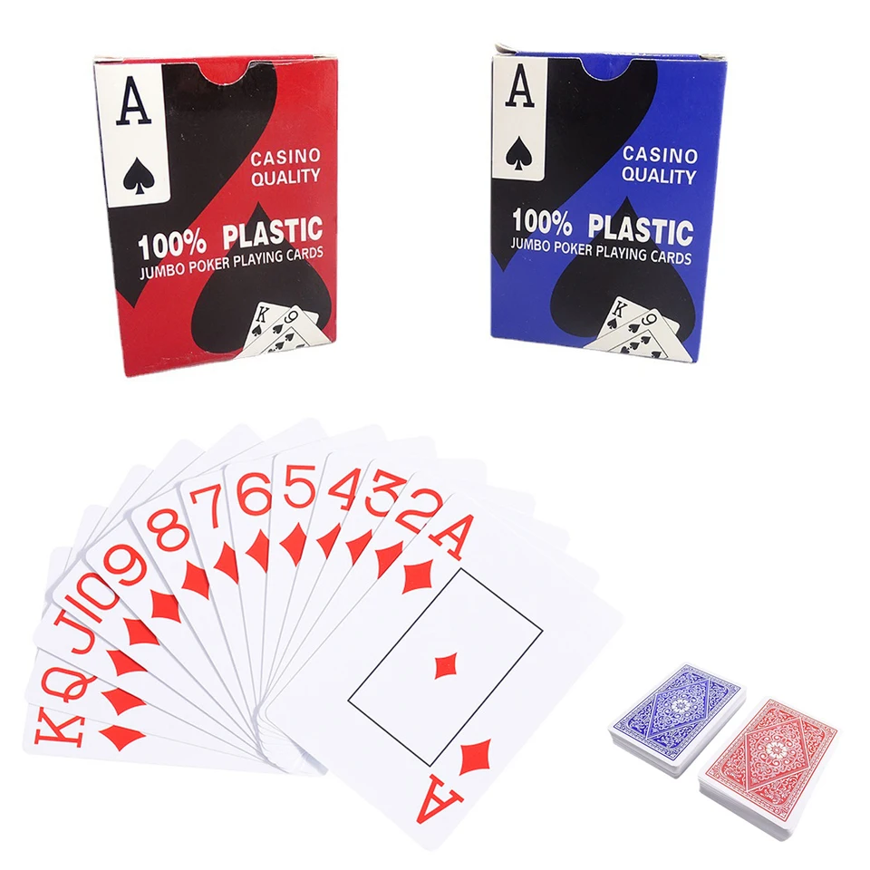 

New Deck of Cards PVC Waterproof Playing Cards 54Pcs Big Character Plastic Poker Set In Case Washable Flexible Table Game