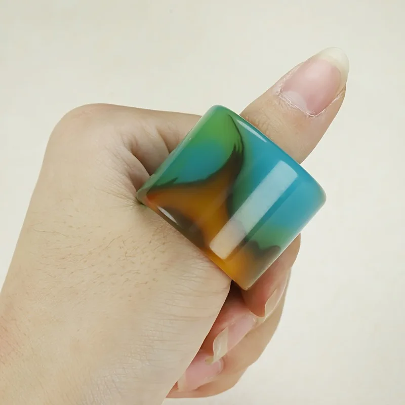 مفتاح ربط جديد ملون من الحجر الطبيعي، خاتم متعدد الاستخدامات على الموضة الكلاسيكية #4