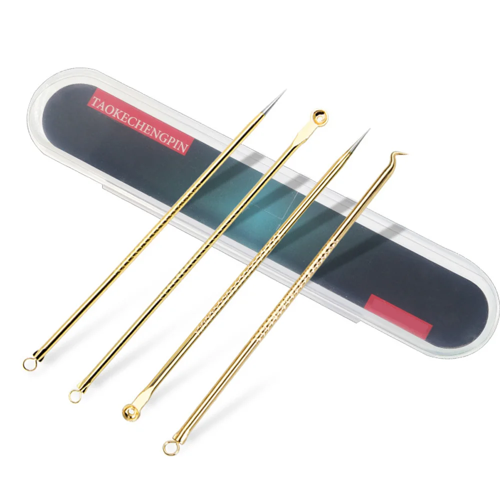 4PCS Akne Mitesser und Akne Entferner Hautpflege Weibliche Schönheit Akne Behandlung Poren Reinigung Nadel Haken