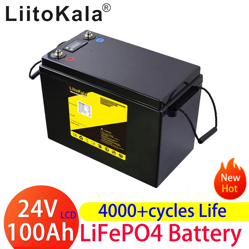 LiitoKala 24V 100Ah LiFePO4 Battery Solar Golf Car For Forklift Waterproof Battery For Inverter Solar System Boat Motor