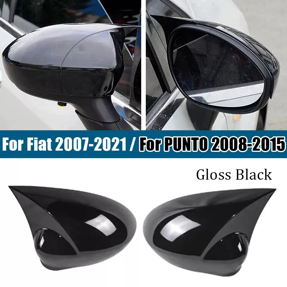 2PCS Side Wing Mirror Cover Caps For Fiat 500 500C Grande Punto Rearview Mirror Cover Shell Case Trim Add on Car Accessories