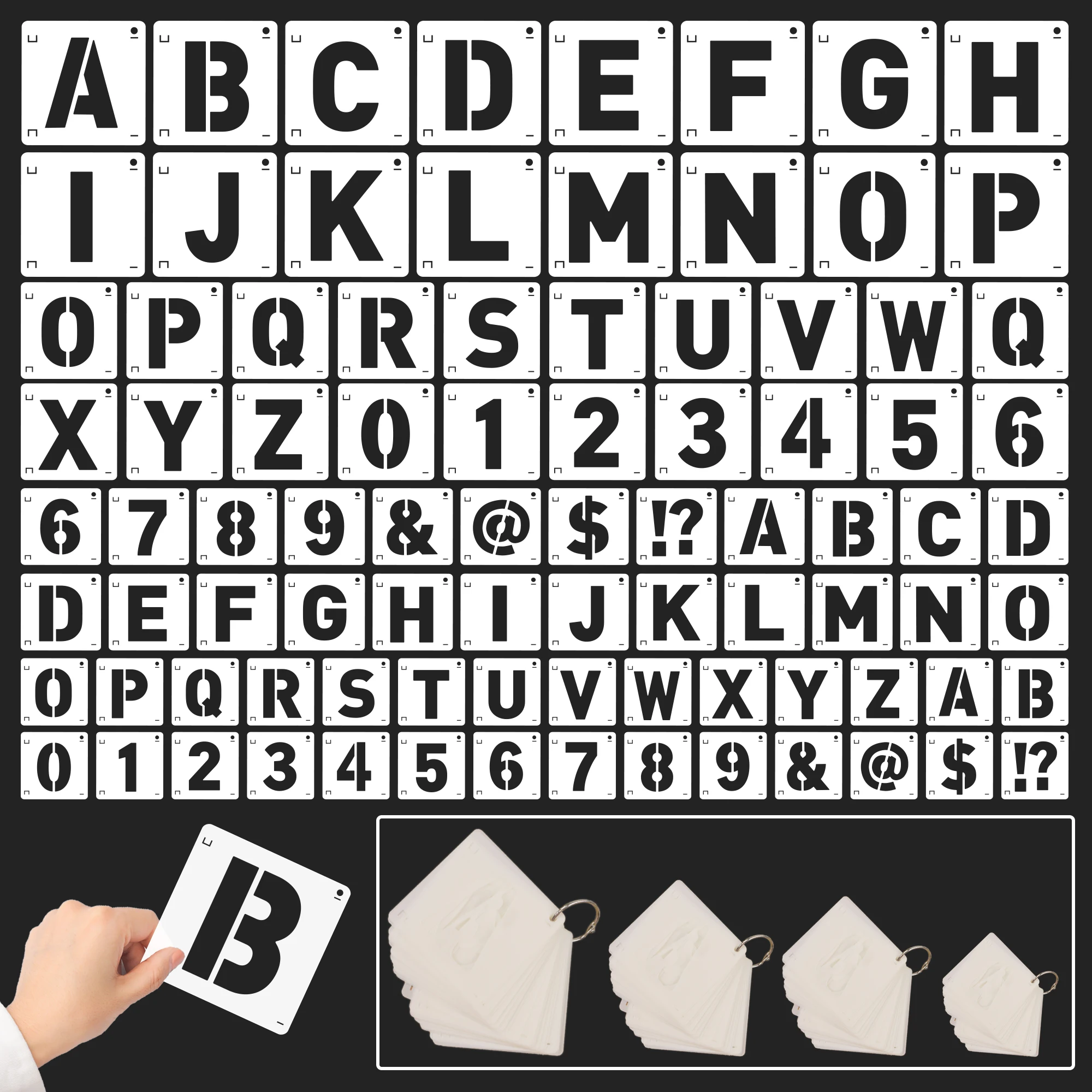 Photography Font - Set di 80 Stencil Riutilizzabili con