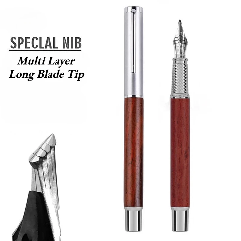 No.5 Nibs BALAOYE Multi-layer 4-Layer Stacked Nib Pen, Wood Handle, 4mm Thick Line, Asian Calligraphy Art school supplies Gifts