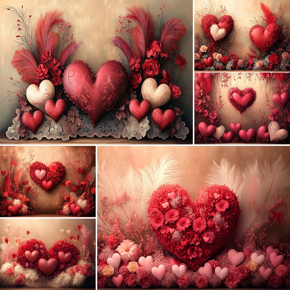 Fondo de fotografía del Día de San Valentín forma de corazón rosas rojas decoración telón de fondo pareja Baby Shower retrato accesorios de estudio Banner