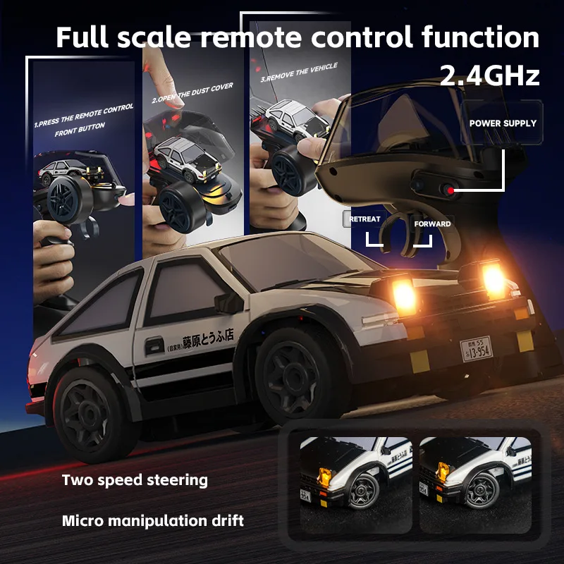 Nuevo Producto AE86 Mini coche de Control remoto de escritorio 1:64 Drift Racing 2,4G acelerador a escala completa RC coche de juguete de Control remoto para niños