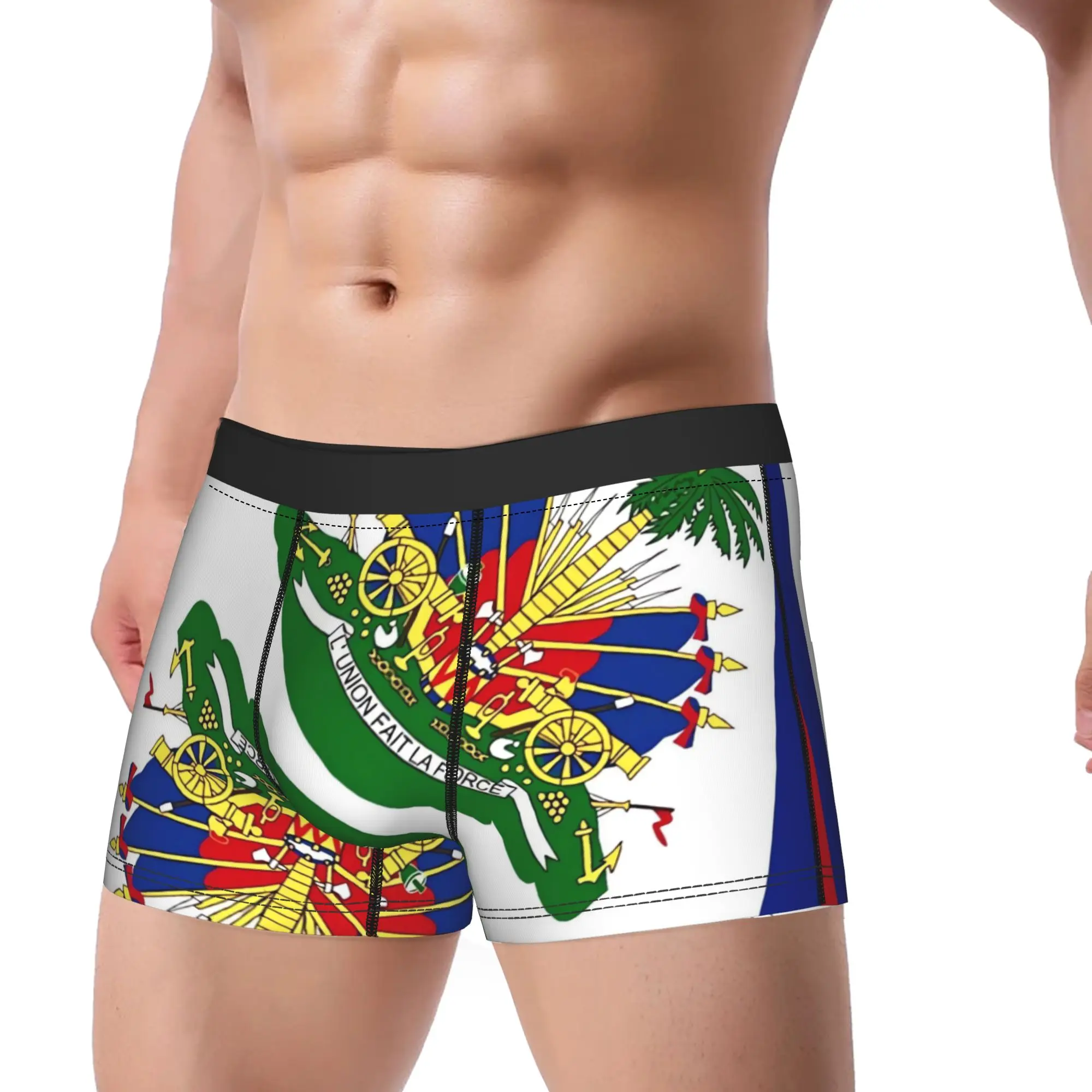 Haiti National Coat Of Arms Flag Boxer Brief  Underwear High Quality Men's Elastic Boxer Shorts Custom DIY Plus Size Underpants