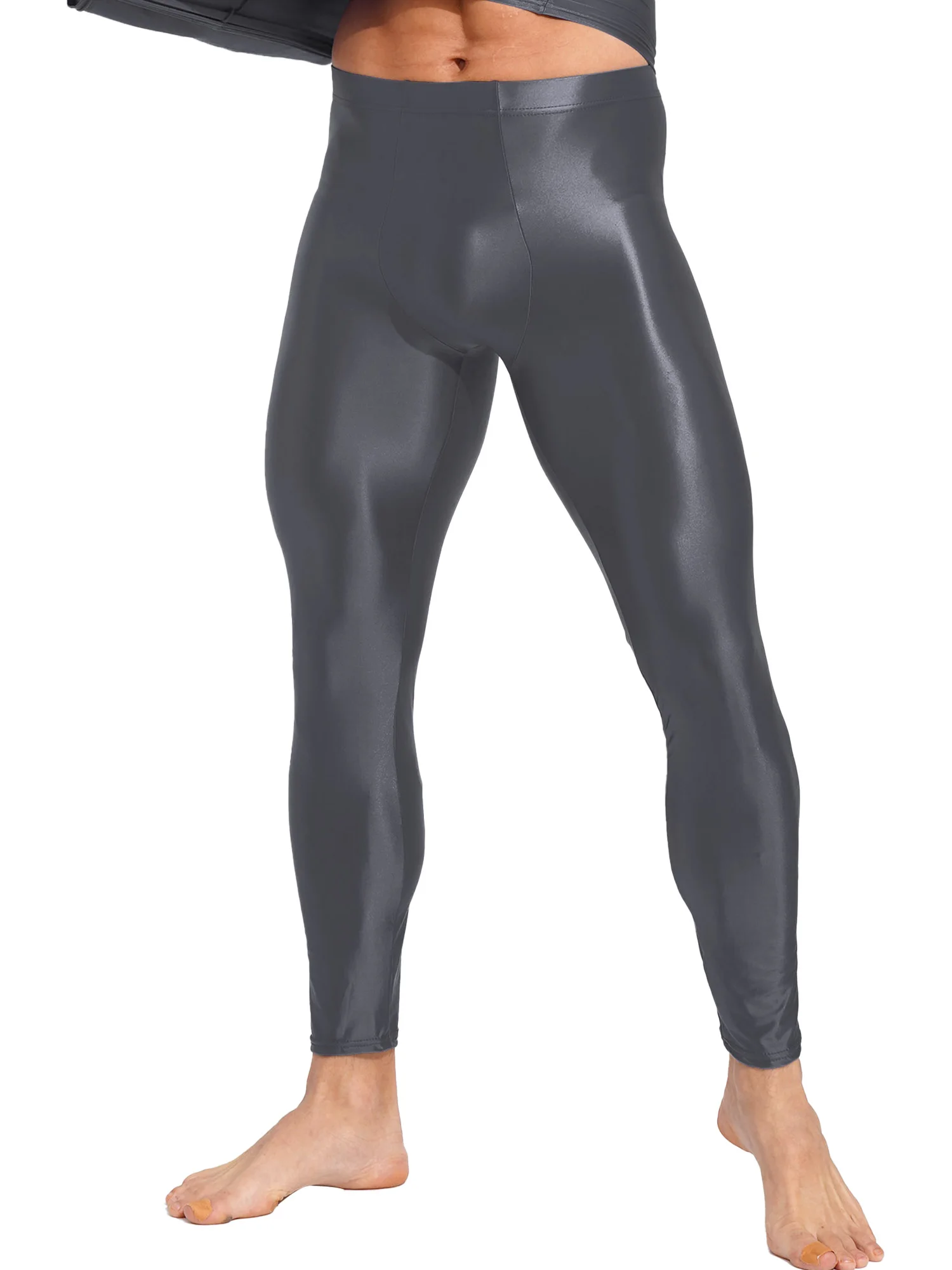 Pantalon moulant semi-transparent brillant à l\'huile pour hommes, leggings de yoga à séchage rapide, collants d\'entraînement de sport de course à