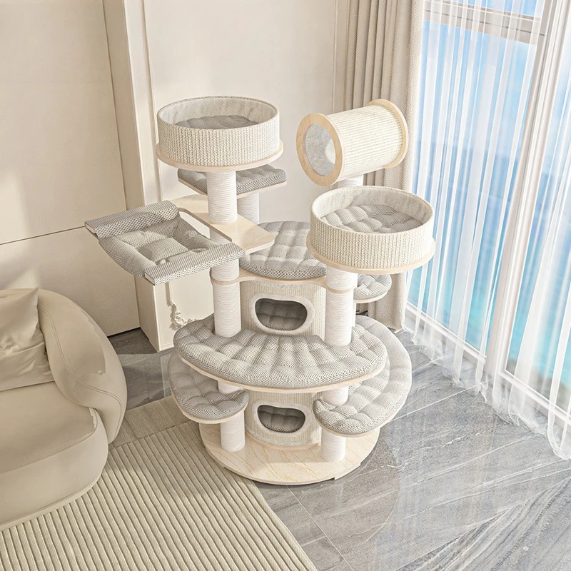 Cat climbing frame, cat litter, cat tree integration, super large solid wood multi-layer warmth