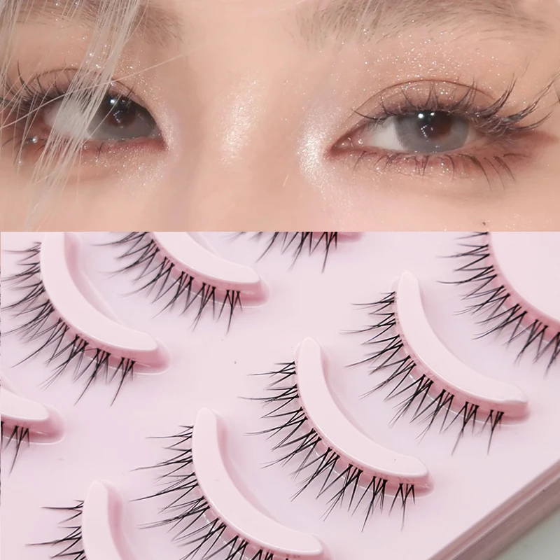 Neue natürliche Wimpern, 5 Paar, Manga-Wimpern, weiche falsche Wimpern, Anime-Wimpern, dicke gefälschte Wimpern, tägliches Dating, Make-up, Wimpern, Wispy – Detail 9