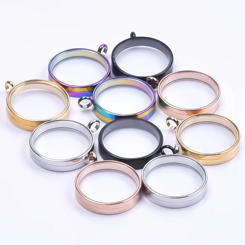 2PCS Rose Color Rainbow Charm Glass Medallions floating charms for living lockets Stainless Steel Pendants Craft Photo Jewelry image 4