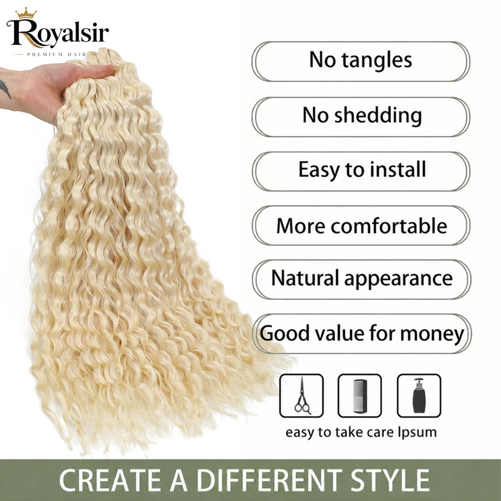 24Inch Crochet Braids Water Wave Ariel Blond Highlight P27/613# Bio Protein Hair Ombre Brown 6# Red Orange Synthetic Hair Bundle