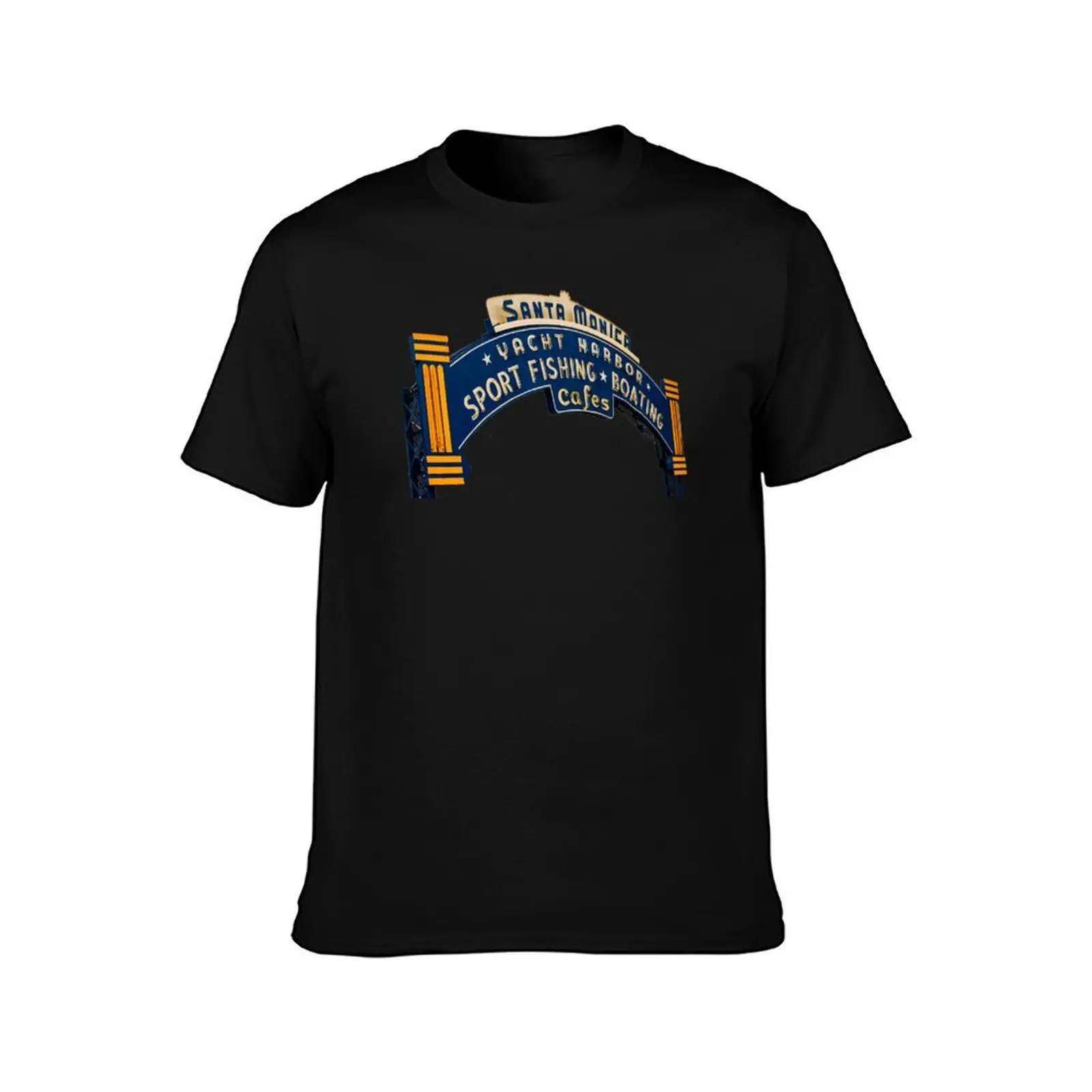Santa Monica Pier sign in color T-Shirt, Summer Casual Cotton Tee, Oversized Streetwear Tops, Vintage Graphic Print, 100% Cotton